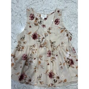 Everly Women's Sleeveless Floral V-Neck Babydoll Lightweight Blouse - Size Small